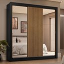 Ver imagem 1 de Guarda-roupa Casal 3 Portas de Correr com Espelhos 4 Gavetas Preto/rustic Sublime Plus Madesa