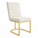 Ver imagem 1 de Poltrona Cadeira de Jantar Base de Ferro Mirelle Bordado Horizontal Boucle Bege