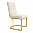 Ver imagem 2 de Poltrona Cadeira de Jantar Base de Ferro Mirelle Bordado Horizontal Boucle Bege