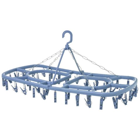 Varal com 48 Prendedores de Teto Dobrável Apartamento Roupas Intimas Pendurar - Azul