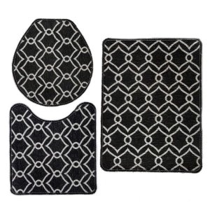 Jogo de Tapete para Banheiro Pratik 3 Peças Mandala Preto Oasis