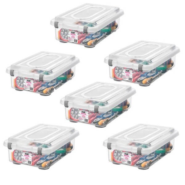 Kit 6 Caixa Organizadora Com Trava 8,6L Transparente Sanremo - 1