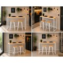 Ver imagem 4 de Mesa Jantar Aparador Bancada Alta Industrial 170x70cm Tampo Bege Pés Branco