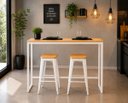 Ver imagem 2 de Mesa Jantar Aparador Bancada Alta Industrial 170x70cm Tampo Natural Pés Branco