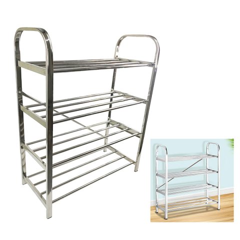 Sapateira Prateleira 4 Andares Inox Organizaçao 12 Pares Sapato Calçado Tenis Santalia Corredor Quar
