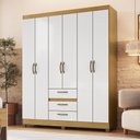 Ver imagem 1 de Guarda-roupa Casal 6 Portas 3 Gavetas Rp3638 Ipê/branco - Decibal
