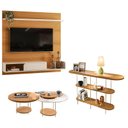 Ver imagem 1 de Painel para Tv Suspenso Evo com Kit Mesa de Centro Sky e Aparador Infinity Cinamomo Off White – Hb M