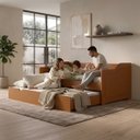 Ver imagem 6 de Bicama Duo Sofá Madeira Cama Auxiliar Solteiro:Castanho Claro