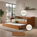 Ver imagem 3 de Bicama Duo Sofá Madeira Cama Auxiliar Solteiro:Castanho Claro