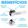 Fechadura para Porta Externa Perfil Redondo Aço Inox Polido Cromado | Aliança | Kit 04 Un - 3