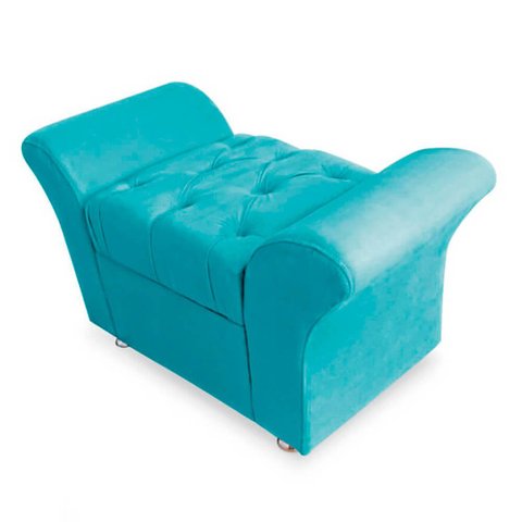 Calçadeira Baú Veneza Solteiro 90cm Suede:azul Turquesa