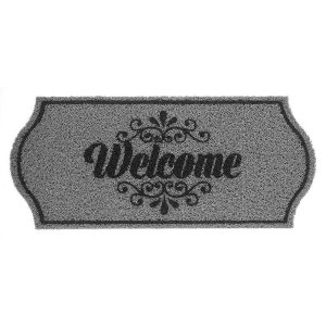 Capacho Vinil Formas Welcome Cinza 0,30x0,70M - Kapazi