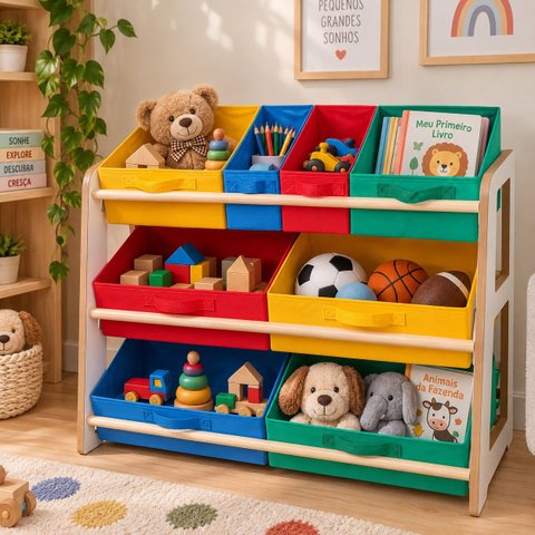 Organizador de Brinquedo Prateleira Infantil Colorido
