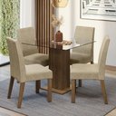 Ver imagem 1 de Conjunto Sala de Jantar Mesa Tampo de Vidro 4 Cadeiras Rustic/imperial Ivy Madesa