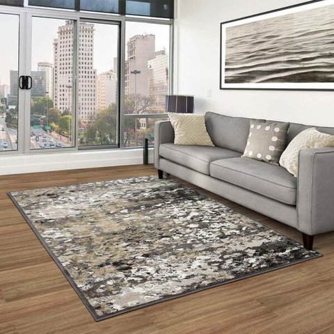 Tapete para Sala Santorini 563 Cinza-Bege-Branco 2,00x2,50M - São Carlos