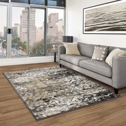 Tapete para Sala Santorini 563 Cinza-Bege-Branco 1,50x2,00M - São Carlos - 1