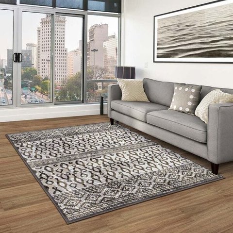 Tapete para Sala Santorini 564 Cinza-Bege-Branco 2,00x2,50M - São Carlos