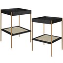 Ver imagem 1 de Kit 02 Mesas Lateral para Sala de Estar Industrial Indy A03 Nero Dourado - Lyam Decor