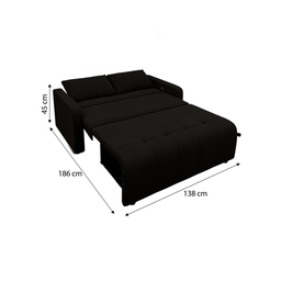 Sofá Cama para Sala de Estar Amora New Veludo Matrix - Preto - 6