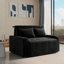Ver imagem 1 de Sofá Cama para Sala de Estar Amora New Veludo Matrix - Preto