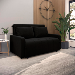 Sofá Cama para Sala de Estar Amora New Veludo Matrix - Preto - 1
