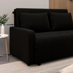 Sofá Cama para Sala de Estar Amora New Veludo Matrix - Preto - 2