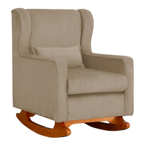 Poltrona Aurora Pés Balanço Luxo Suede Cores - DS Estofados - Capuccino