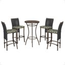 Ver imagem 1 de Mesa Bistrô e 4 Banquetas Roma Marrom Corda Estofado 5 Trama Preto