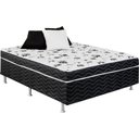 Ver imagem 1 de Cama Box Queen Colchão Mola Bonnel Belos Sonhos + Box Sintético 67x158x198:Preto