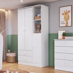 Guarda-Roupa de Bebê 3 Portas 2 Gavetas Baby - 1 Guarda-Roupa de Bebê 3 Portas 2 Gavetas Baby - 1