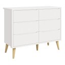 Ver imagem 2 de Jogo de Quarto Infantil Theo Cômoda 6 Gavetas e Berço Branco Fosco com Pés Madeira Natural - Reller