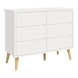 Jogo de Quarto Infantil Theo Cômoda 6 Gavetas e Berço Branco Fosco com Pés Madeira Natural - Reller - 2 Jogo de Quarto Infantil Theo Cômoda 6 Gavetas e Berço Branco Fosco com Pés Madeira Natural - Reller - 2