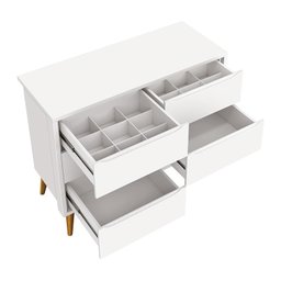 Jogo de Quarto Infantil Theo Cômoda 6 Gavetas e Berço Branco Fosco com Pés Madeira Natural - Reller - 3 Jogo de Quarto Infantil Theo Cômoda 6 Gavetas e Berço Branco Fosco com Pés Madeira Natural - Reller - 3