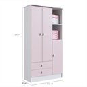 Ver imagem 3 de Guarda-Roupa de Bebê 3 Portas 2 Gavetas Baby Rosa/Branco