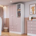 Ver imagem 1 de Guarda-Roupa de Bebê 3 Portas 2 Gavetas Baby Rosa/Branco