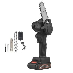 Mini Motoserra Eletrica Serra sem Fio Portatil 24v Corta Madeira Lenha Carpintaria Galho Bambu Jardi