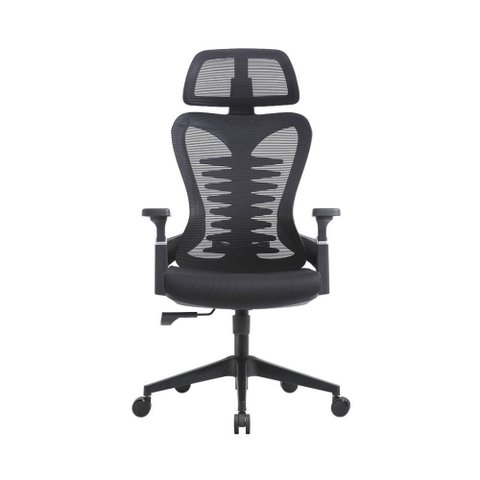 Cadeira Escritório Presidente Bio Ergonômica Suporte Lombar Cabeça Ajustável Sistema Relax Preta