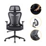 Cadeira Escritório Presidente Bio Ergonômica Suporte Lombar Cabeça Ajustável Sistema Relax Preta - 2