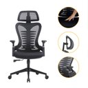 Ver imagem 2 de Cadeira Escritório Presidente Bio Ergonômica Suporte Lombar Cabeça Ajustável Sistema Relax Preta