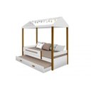 Ver imagem 1 de Cama Montessoriana Sara Solteiro com Cama Auxiliar e Led Branco/mel - Branco/mel