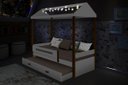 Ver imagem 3 de Cama Montessoriana Sara Solteiro com Cama Auxiliar e Led Branco/mel - Branco/mel
