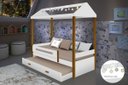 Ver imagem 2 de Cama Montessoriana Sara Solteiro com Cama Auxiliar e Led Branco/mel - Branco/mel