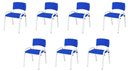 Ver imagem 1 de Kit 7 Cadeiras Infantil Iso, Escola, Base Branco- Azul