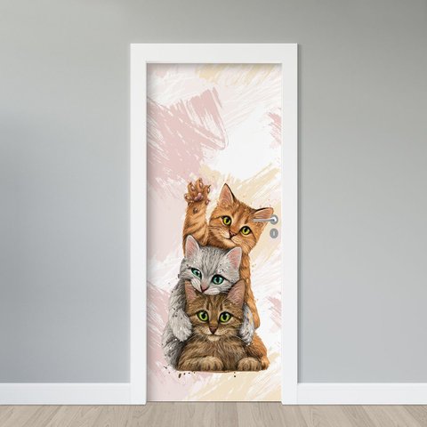 Adesivo de Porta - Gatinhos