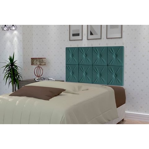 Painel de Cama Box Botão Solteiro 0,90 Elegance Cor Azul - Comprar Moveis em Casa