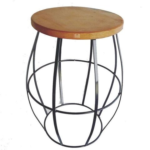 banco banqueta puff seat garden redondo ferro e madeira de demolição sala de estar cozinha bar