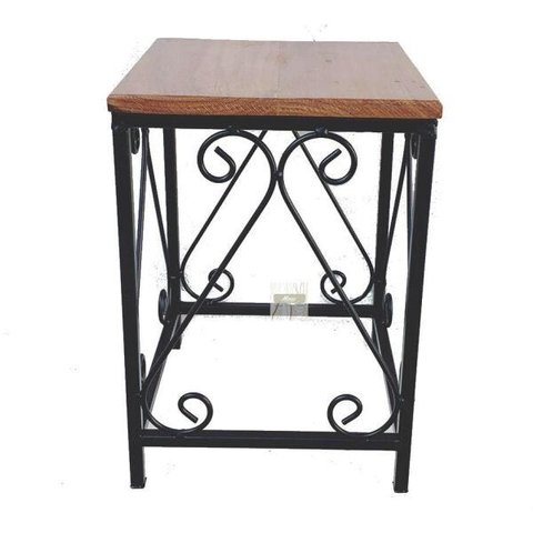 banco quadrado rococo vertical preto banqueta puff seat garden ferro e madeira de demolição sala