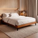 Ver imagem 1 de Cama Japonesa Queen Size Veneza 165cm Base Box Orgânica Bouclê Estofada Pés de Ferro:Bouclê Terracot