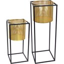 Ver imagem 1 de Jogo 2 Cachepô Decorativo Vaso Planta Home&co Metal Dourado - G:70x25x25 P:48x22x22 Cm