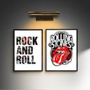 Ver imagem 1 de Kit 2 Quadros Rock - Rolling Stones 24x18cm - com Vidro:moldura Branca
